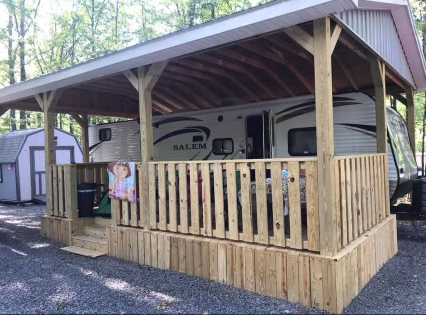 Covered porch constructed by AJT Construction