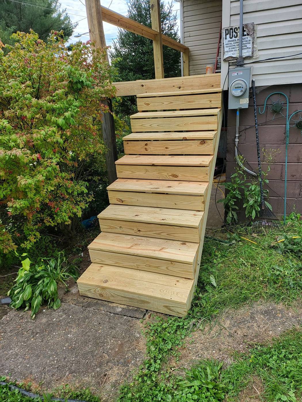New exterior wooden stairs